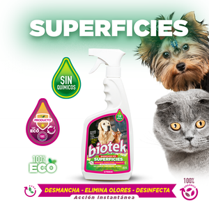Limpiador y Eliminador de Olores Biotek Superficies Mascotas 500 Ml